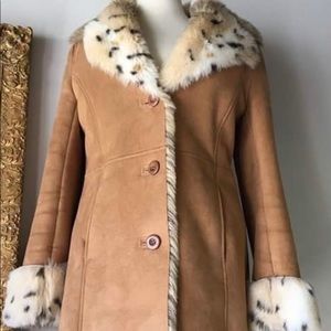 Talbots faux leopard and suede coat S